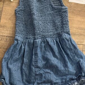 wonder nation Blue Smocked Denim Romper